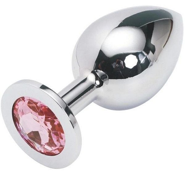 Plug Anal Em Aço Prata com Jóia - Tamanho G 9,5x3.8x4,2 cm PL007G / 5847