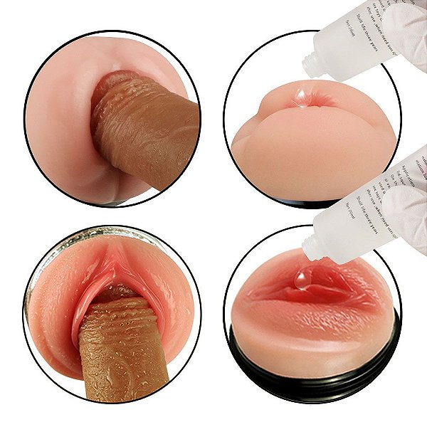 Masturbador Masculino  DUPLO - VAGINA e ÂNUS - em Formato de Lanterna em Cyberskin - MA037