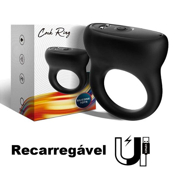 Anel Peniano com Estimulador Clitoriano em Silicone e Recarregável - USK - AN108