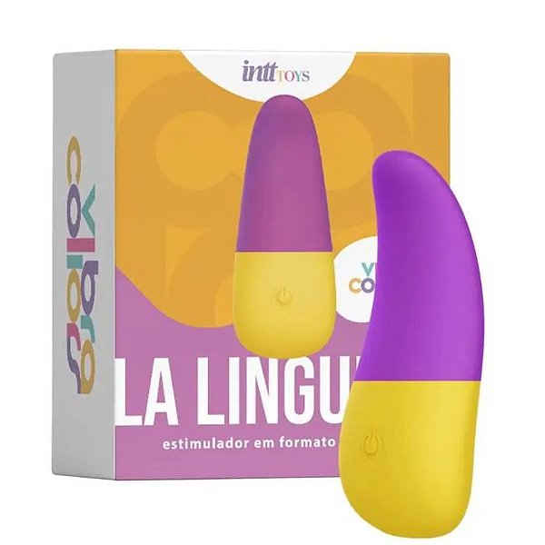Vibrador Formato de Língua com 10 Modos de Vibração Potentes - LA LINGUETA ROXO/AMARELO - IM0416