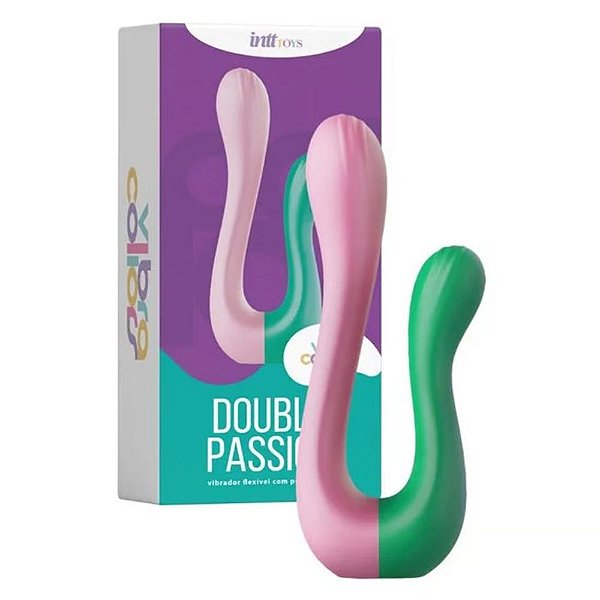 Vibrador Duplo Flexível Linha Vibra Collors - DOUBLE PASSION ROSA/VERDE - IM0415