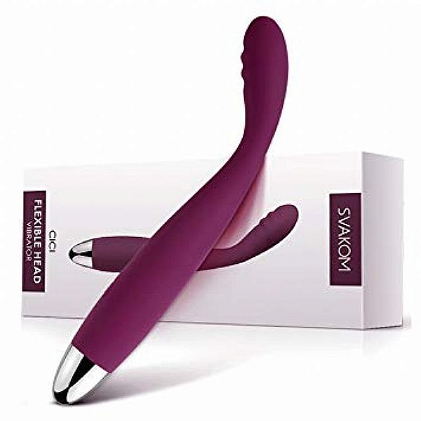 Vibrador Clitoriano ou Ponto G Cabeça Flexível LUXO Recarregável  5 Vel.- CICI - SVAKOM Vinho