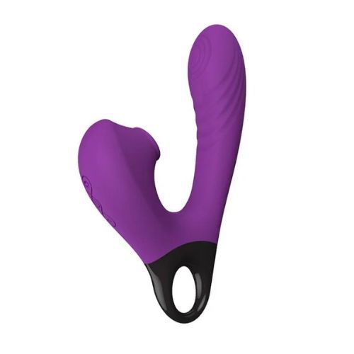 Sugador e Vibrador Ponto G com Alça e Sucção no Clitóris - Recarregável ROXO - DB002