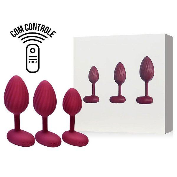 PLUG ANAL VERSION - Kit 3 Plug Anal Recarregáveis em Silicone com Controle Remoto - DF957