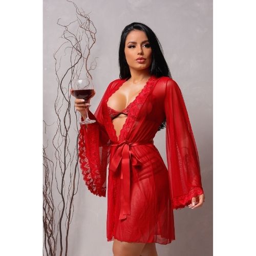 Hobby CURTO em Tule com Renda - VERMELHO - Doce Olhar