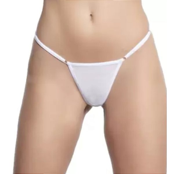Calcinha fio tule com argolinha - Branco - Y5052