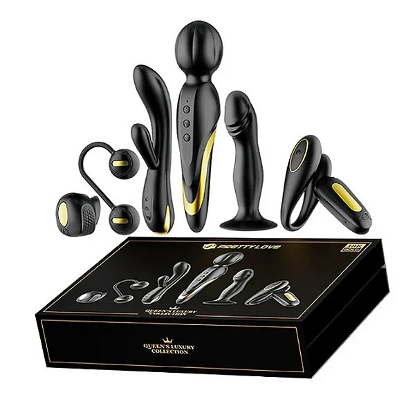 Kit do Prazer Vibradores SUPER LUXO - FOLHEADOS À OURO 18k - 6 Itens - Queens Luxury Collection - LIB BI-014888H