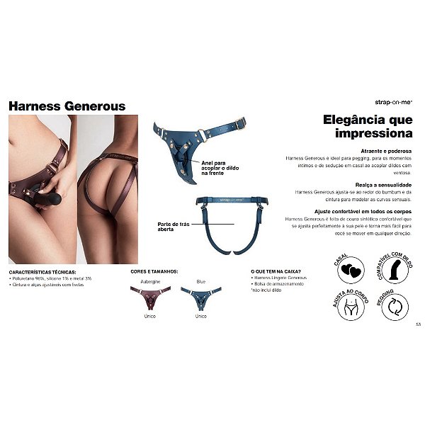 Cinta Harness Simili Genero US - One Size (Azul ou Bronze)