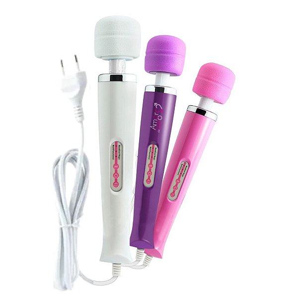 Varinha Mágica Massageador Grande Elétrico Super Potente e Silencioso TOMADA - ROSA - IMP13