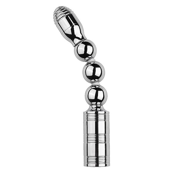 Plug Anal ou Vaginal em Aço com Bolas 10 Modos de Vibração e Recarregável - PL094
