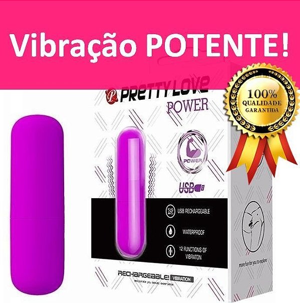 Vibrador POWER Bullet Curto Cápsula RECARREGÁVEL - 12 Vibrações SUPER POTENTES MV062 5916