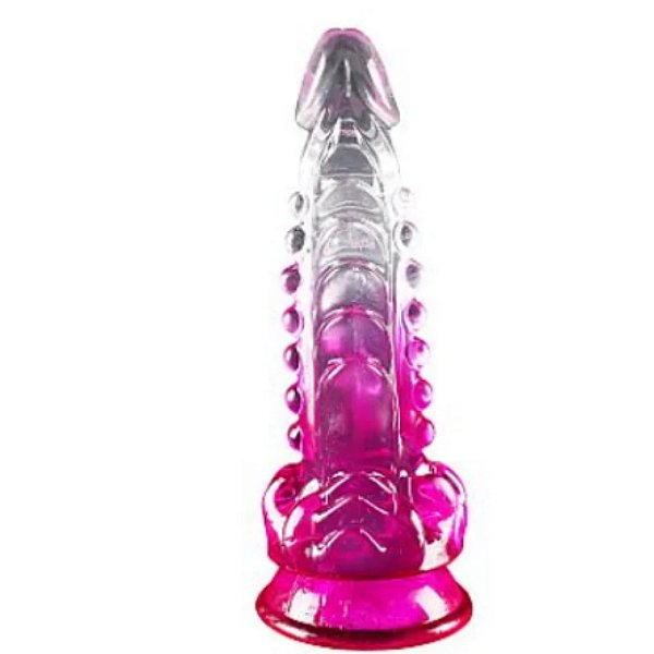 Dildo Monstro com Ventosa - Transparente com Rosa - MAIG Maig