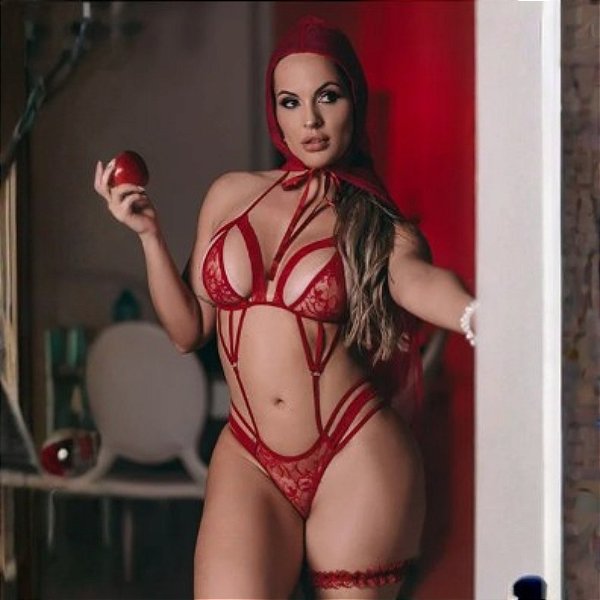 Fantasia Chapeuzinho Vermelho Sexy com Capuz e Persex - Garota Veneno