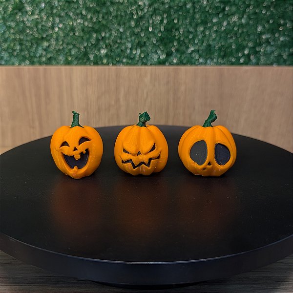 Kit 3 Abóboras Decorativas de Halloween