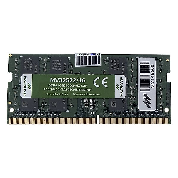 Memória Macrovip 16gb Mv32s22/16 Ddr4 3200mhz Sodimm 1.2v