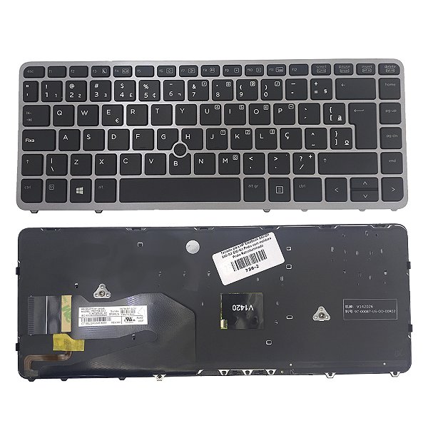 Teclado Para Hp Elitebook 840-g1 840-g2 850-g1 Preto com moldura Prata Retroiluminado