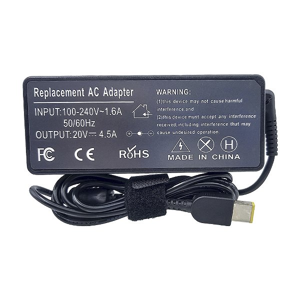 Fonte Para Lenovo 20v 4.5a 90w Plug Retangular