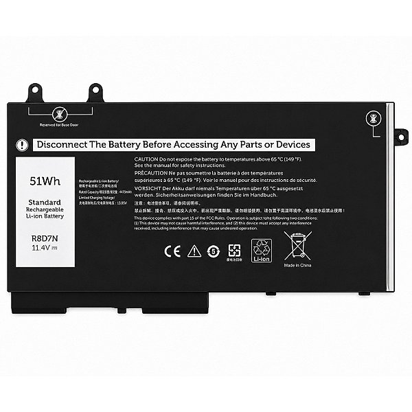 Bateria Para Dell Latitude 5500 5510 Precision 3540 Inspiron 7590 7591 Série 2 em 11.4V - 4000mAh 51Wh R8D7N