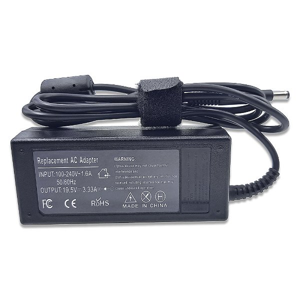 Fonte Para Hp 19.5v 3.33a Plug Preto Comprido