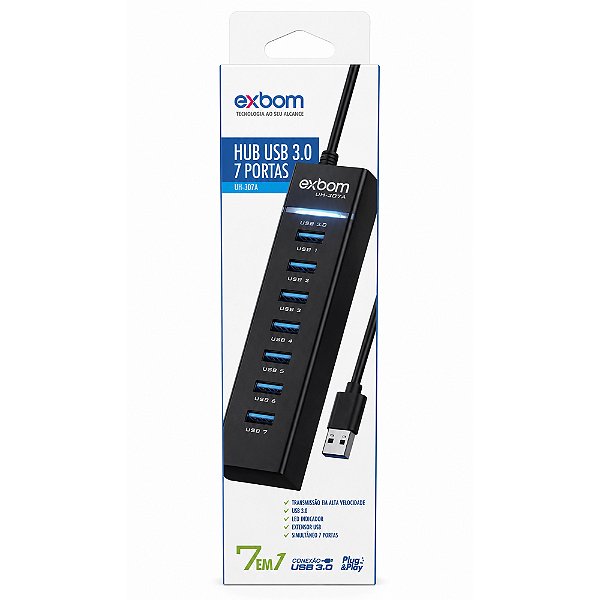 Hub Usb 3.0 7 Portas Exbom