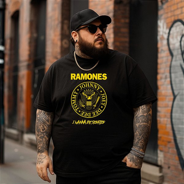 Camiseta Plus Size Masculina Banda Rock Ramones