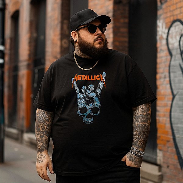 Camiseta Plus Size Masculina Banda Rock Metallica