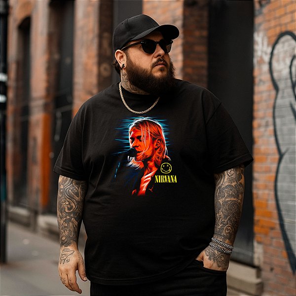 Camiseta Plus Size Masculina Banda Rock Nirvana