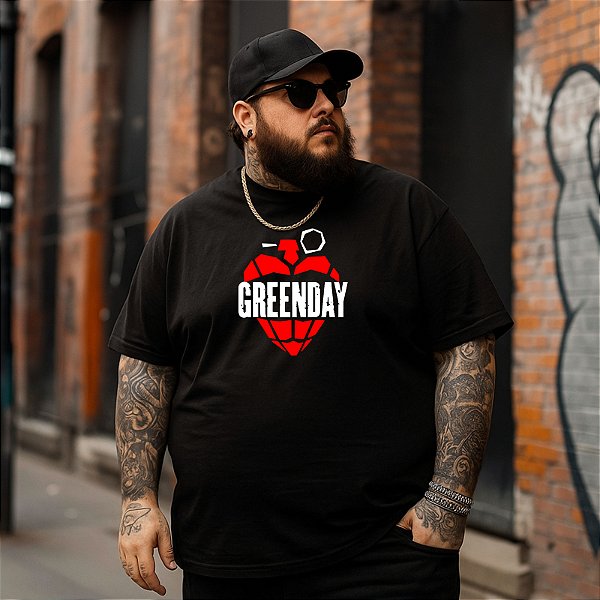 Camiseta Plus Size Masculina Banda Rock GreenDay