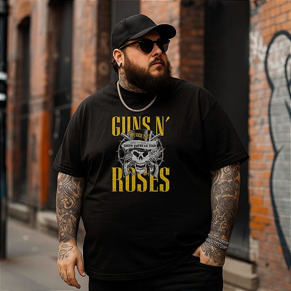 Camiseta Plus Size Masculina Banda Rock Guns N' Roses