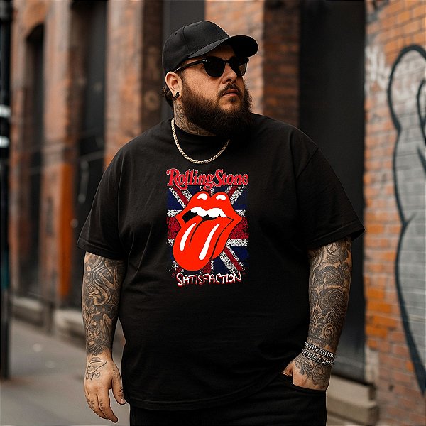 Camiseta Plus Size Masculina Banda Rock Rolling Stone