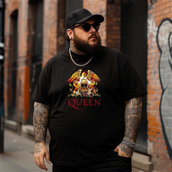 Camiseta Plus Size Masculina Banda Rock Queen