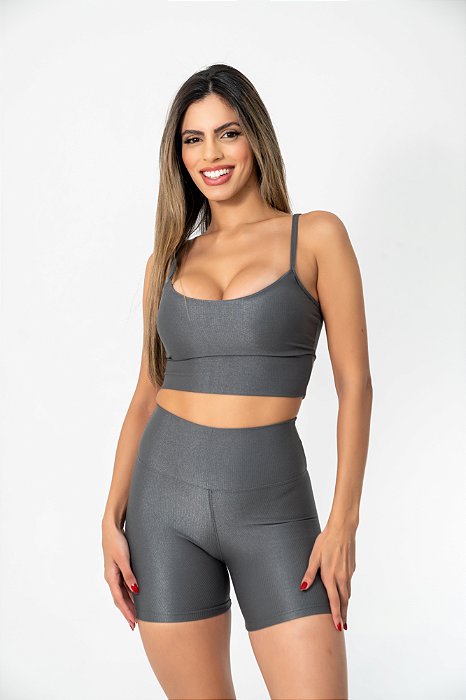 Conjunto Shorts Glow Cinza