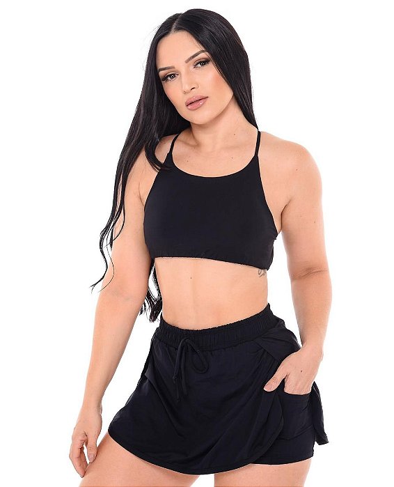 Conjunto Shorts e Top Alice Preto