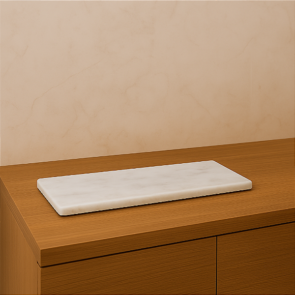 Bandeja Decorativa de Mármore Bianco - Luxo Exclusivo