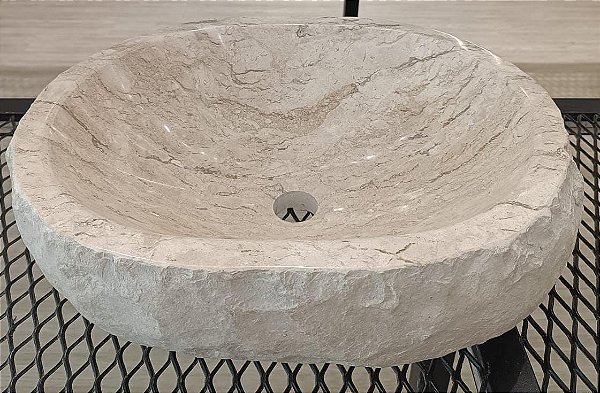Cuba Rústica De Pedra Mármore Bege Bahia 40cm – Luxo, Estilo e Exclusividade no Seu Banheiro
