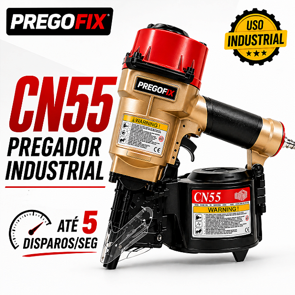 Pregador Pneumático CN55 PREGOFIX Para Pregos em Rolo 2.1 a 2.3 mm 25 a 50 mm Alta Performance Industrial