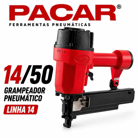 Grampeador Pneumático Pacar 14/50 Profissional Industrial Estofaria Madeira Alta Potência