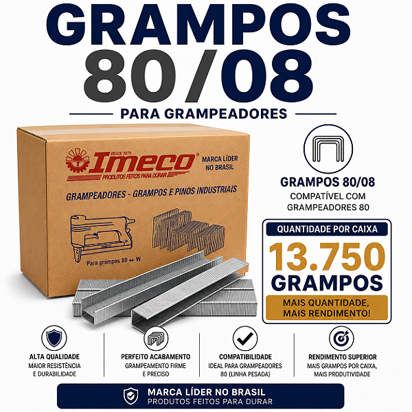 Grampo 80/08 - caixa c/ 13.750 grampos