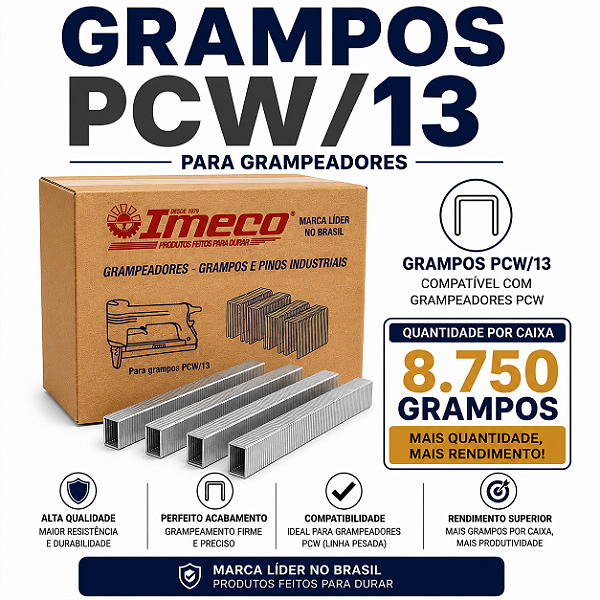 Grampo PCW/13 - caixa c/ 8.750 grampos