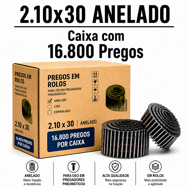 Prego em rolo 2,10x30 anelado - 16.800 PREGOS