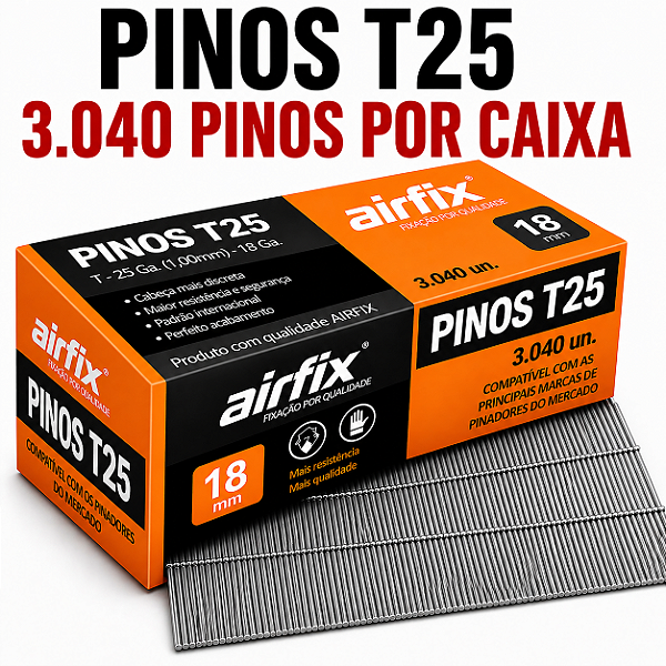 Pinos T25 Airfix 3.040 Unidades Galvanizado Para Pallet, Urna e Madeira Estrutural