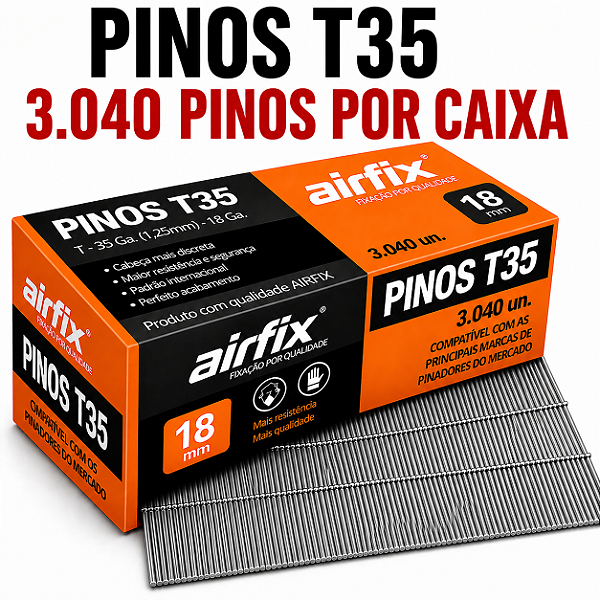 Pinos T35 Airfix 3.040 Unidades Para Fixação Estrutural Madeira Pallet e Caixa
