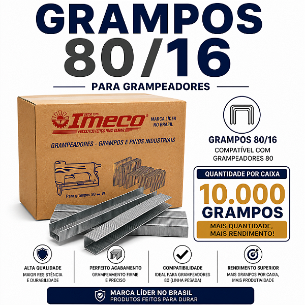 Grampo 80/16 - caixa c/ 10.000 grampos