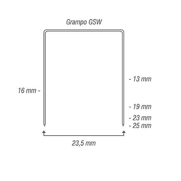 Grampo GSW 16- caixa c/ 7.040 mil grampos