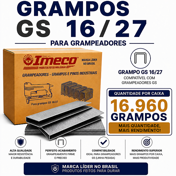 Grampo GS 16/27 - caixa c/ 16,960 mil grampos