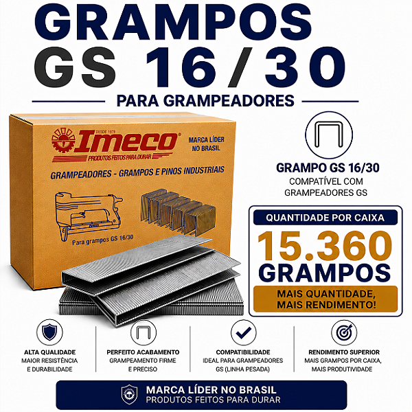 Grampo GS 16/30 - caixa c/ 15.360 mil grampos
