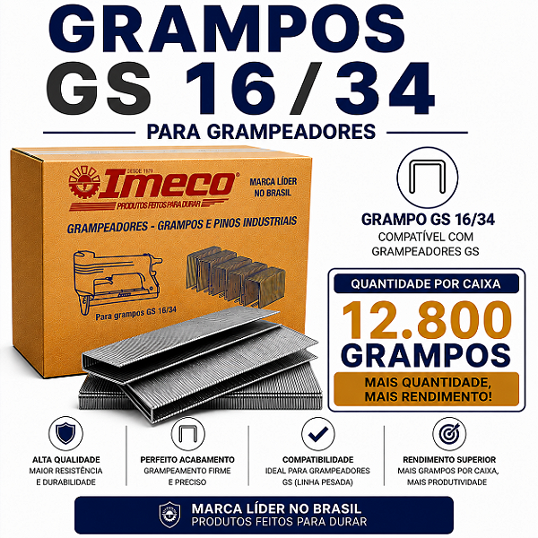Grampo GS 16/34 - caixa c/ 12.800 mil grampos