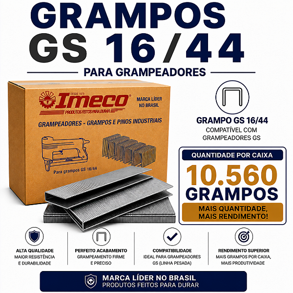 Grampo GS 16/44 - caixa c/ 10.560 mil grampos