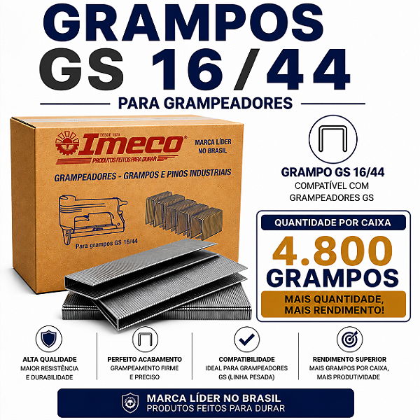 Grampo GS 16/44 - caixa c/ 4.800 mil grampos