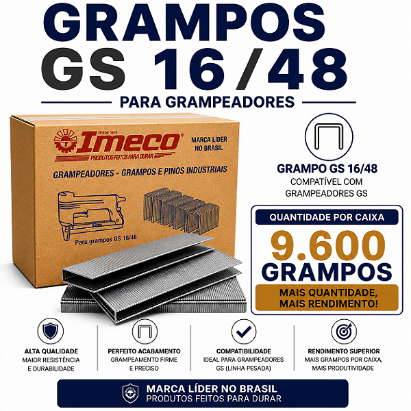 Grampo GS 16/48 - caixa c/ 9.600 mil grampos